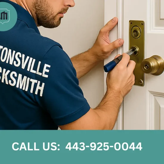 Catonsville-locksmith-technician-unlocking-house-door